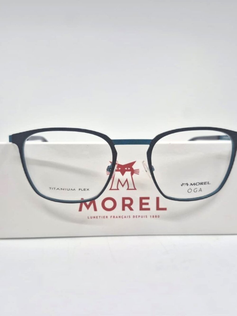 MOREL Oga 10181O GB12 54mm Silver & Teal Titanium New Eyeglasses Made in France
